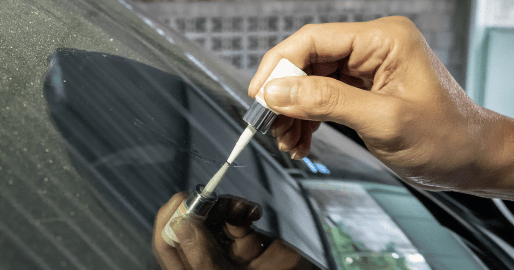 Before and after image of how to remove scratches from car windshield